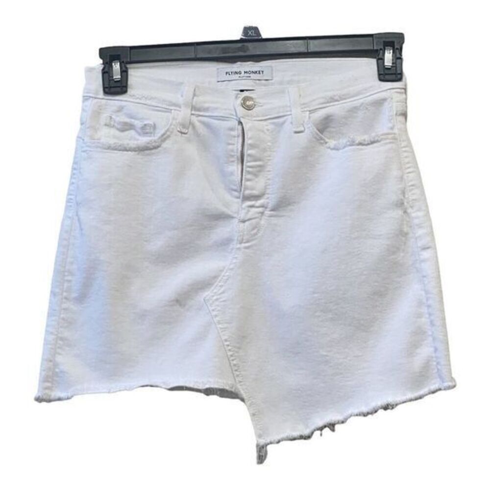 Flying Monkey Platinum Mini Distressed Denim Jeans Skirt Size 29
